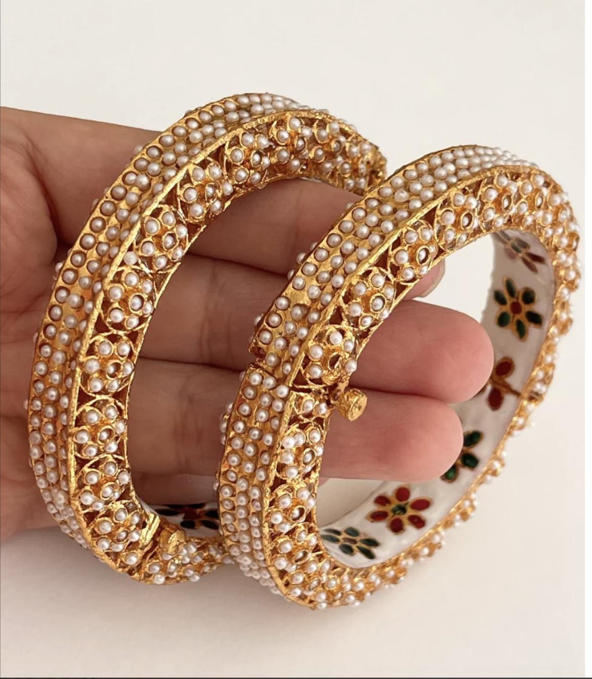 Rajwadi Jadau Statement Kada/Antique gold Kada/Kundan bridal bangles set/Gold Kada/Indian bangles /Indian Wedding jewelry