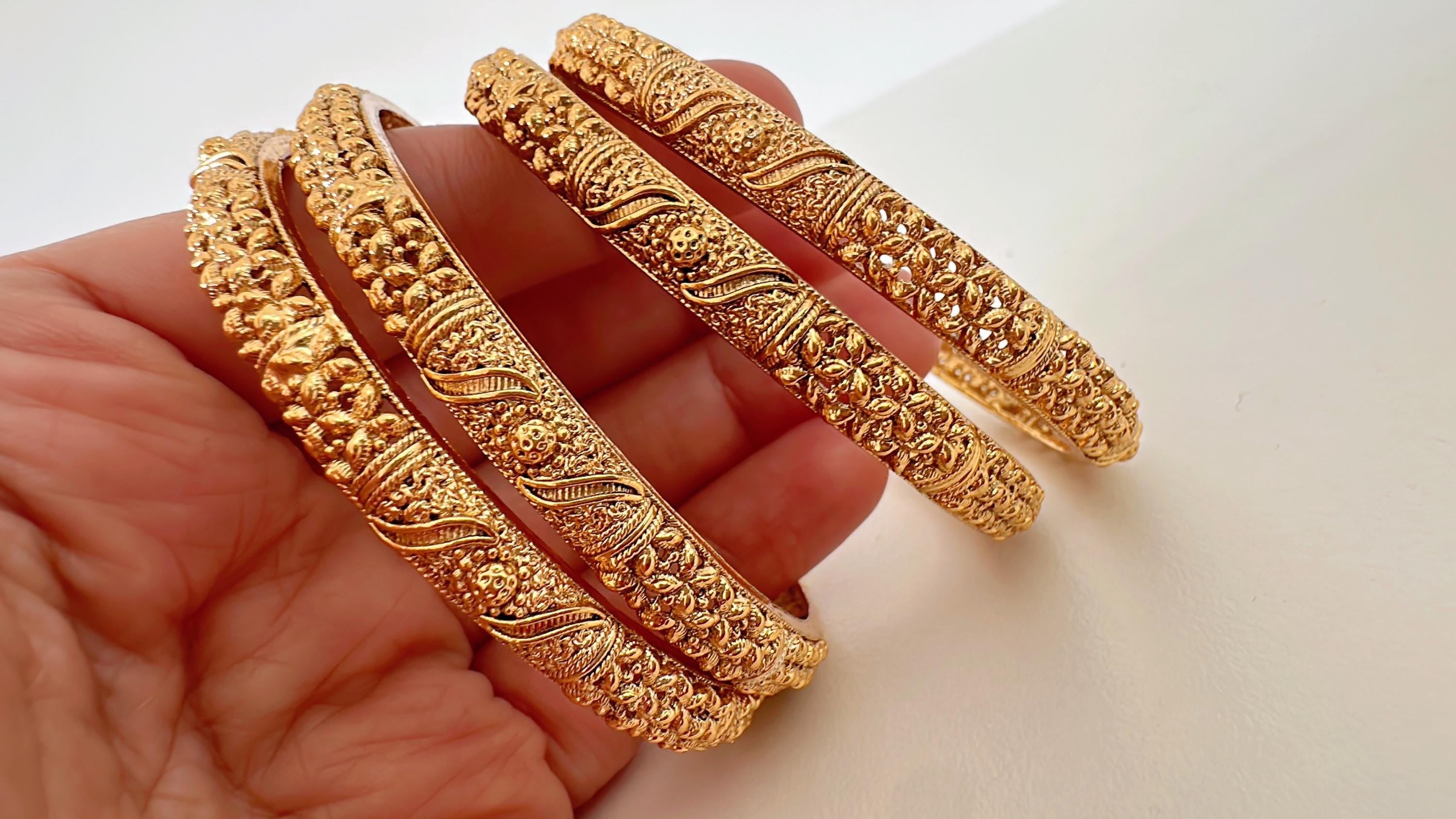Indian Bangles 4 PC set /Pearl Bridal Bangle set/Gold Plated Wedding Bangles/Mix n Match bangles/Gold chuda Set/Indian jewelry