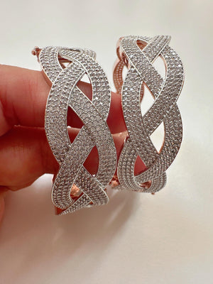 Rose gold American diamond bangle/ Cz stone 2 tone gold kada / Indian bangles/Indian Jewelry /bridal jewelry/Diamond bracelet