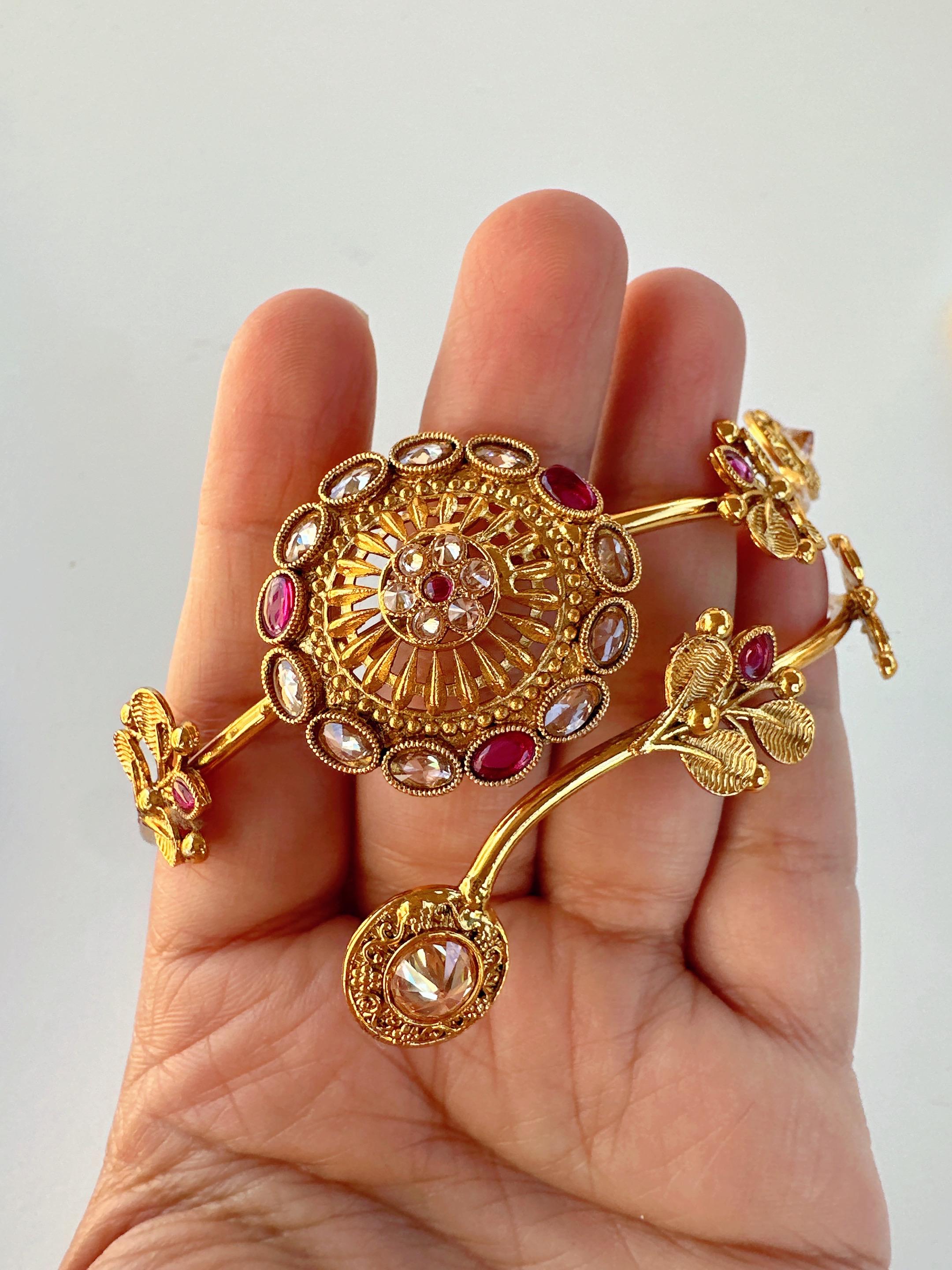 Ruby Green Baju bandh/Indian wedding jewelry/Vanki/ Armlet/ Indian Jewelry/Antique Kundan Ruby green Polki Baju Band/Antique Bajuband