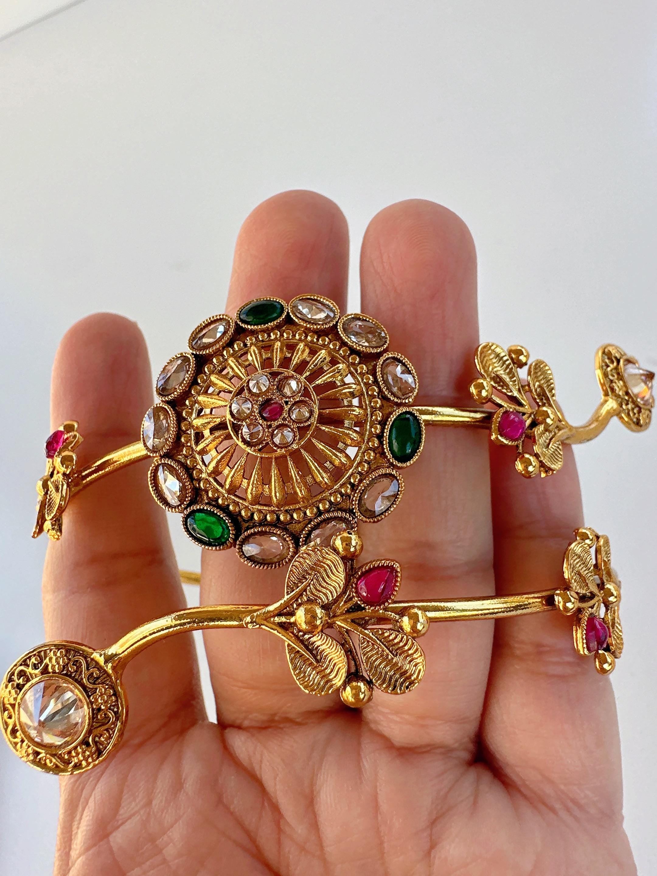 Ruby Green Baju bandh/Indian wedding jewelry/Vanki/ Armlet/ Indian Jewelry/Antique Kundan Ruby green Polki Baju Band/Antique Bajuband