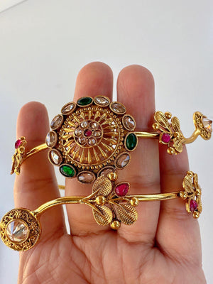 Ruby Green Baju bandh/Indian wedding jewelry/Vanki/ Armlet/ Indian Jewelry/Antique Kundan Ruby green Polki Baju Band/Antique Bajuband