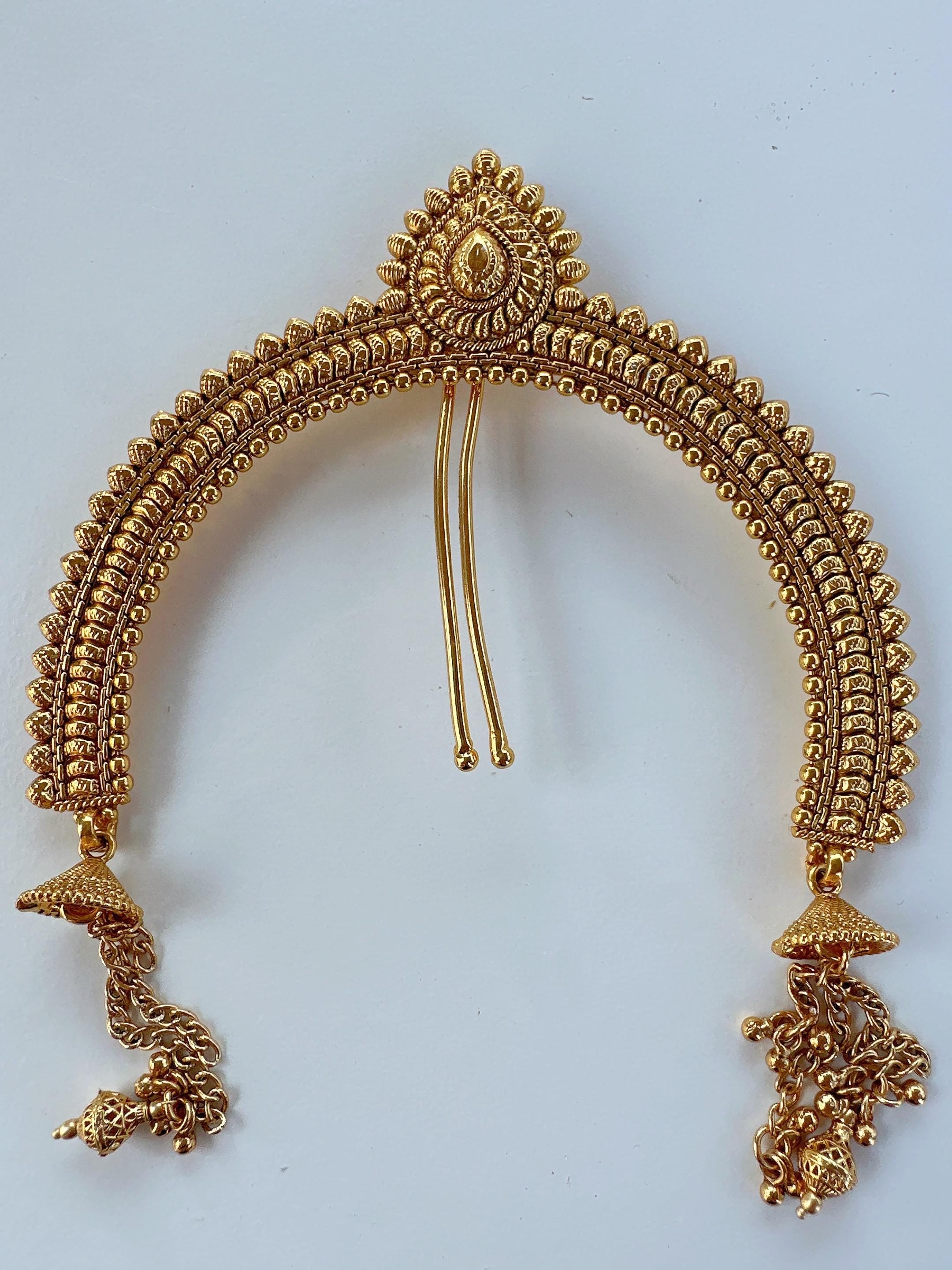 Indian Hair Jewelry|/Bridal Antique Classic Hair Brooch /Gold Hair Bun Pin |Juda Pin/ Traditional U Pin |Bridal/Hair Clip/