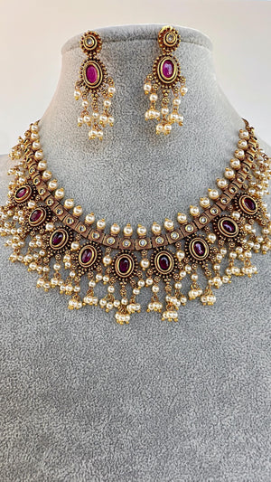 Ruby Choker Necklace /Indian Choker /Guttapusalu necklace /Temple jewelry/South Indian jewelry/Indian Wedding jewelry