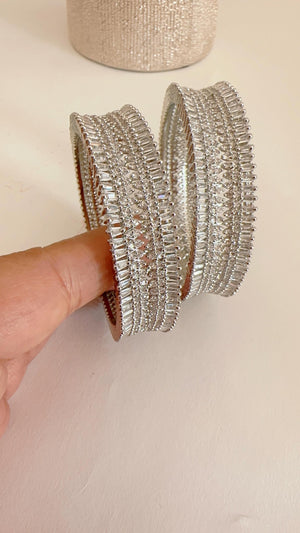 Rhodium Finish American diamond bangle/ Cz stone Silver diamond Indian bangles/Indian Jewelry /bridal jewelry/Cubic zirconia bangles Kada