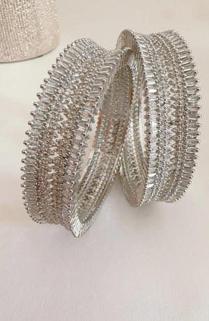 Rhodium Finish American diamond bangle/ Cz stone Silver diamond Indian bangles/Indian Jewelry /bridal jewelry/Cubic zirconia bangles Kada