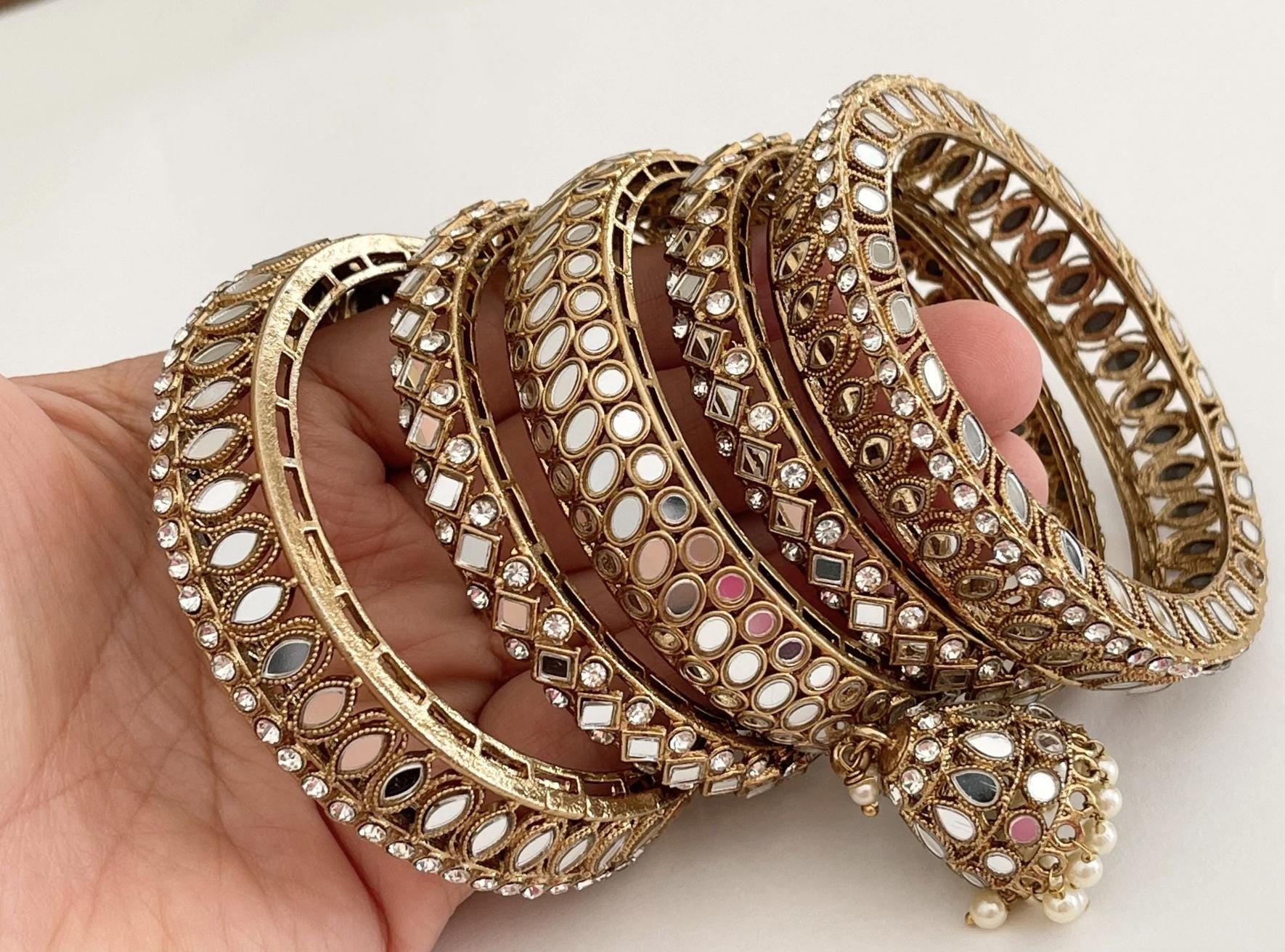 Punjabi Mirror chuda bangles set/Punjabi Mirror jhumka bangles set/Kangans/Statement bangles/Indian jewelry/wedding jewelry/