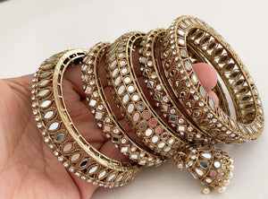 Punjabi Mirror chuda bangles set/Punjabi Mirror jhumka bangles set/Kangans/Statement bangles/Indian jewelry/wedding jewelry/