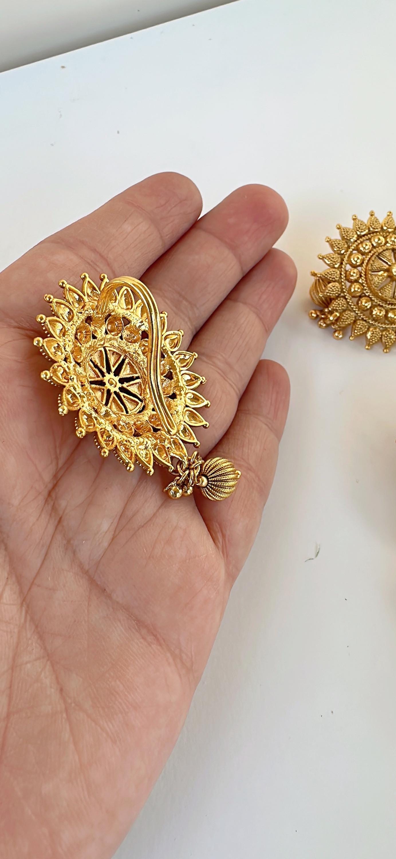 Hair Choti With 9 Flower's Jada Set/Gold Plated Hair Brooch/Hair choti Accessory for Women/Wedding Bridal Jewelry 9 Piece