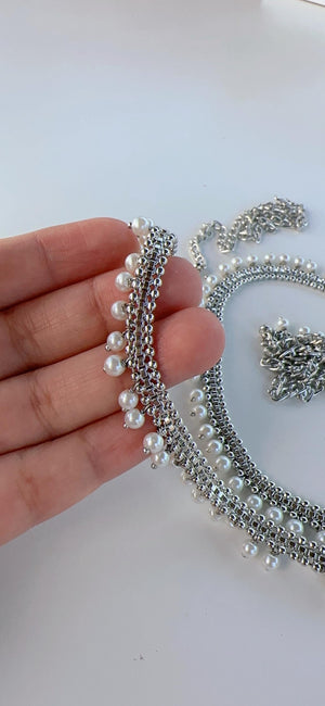 Silver Waist Chain/Waist belt/Indian Belly Chain/ Silver Polki kundan//kemp/Kamarpatta/South Indian Jewelry/ Sash/tagdi/bridal jewelry