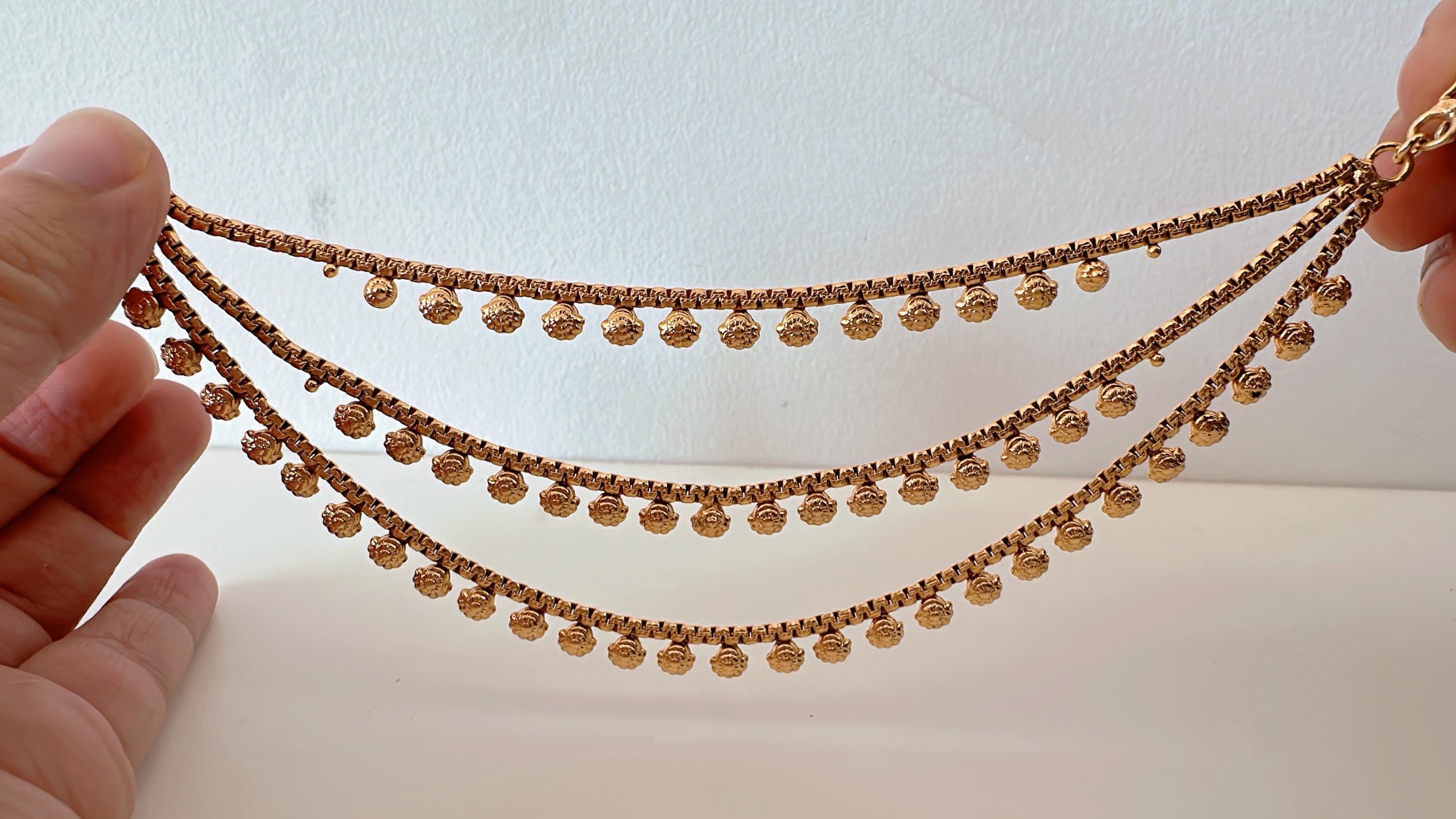 Gold kundan Chain/Sahare/Earring support chain/Kaan sahara//Pakistani Jewelry/Bahubali Earrings/Indian Jewelry