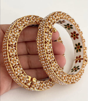 Rajwadi Jadau Statement Kada/Antique gold Kada/Kundan bridal bangles set/Gold Kada/Indian bangles /Indian Wedding jewelry