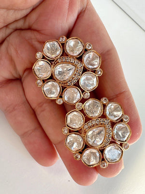 Restocked Moissanite Polki Embellished Kundan Studs /Indian Jewelry /Statement Stud Earring/Kundan Stud Earrings/Cz Studs/Diamond Studs