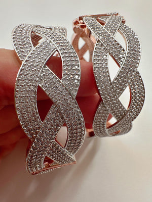 Rose gold American diamond bangle/ Cz stone 2 tone gold kada / Indian bangles/Indian Jewelry /bridal jewelry/Diamond bracelet