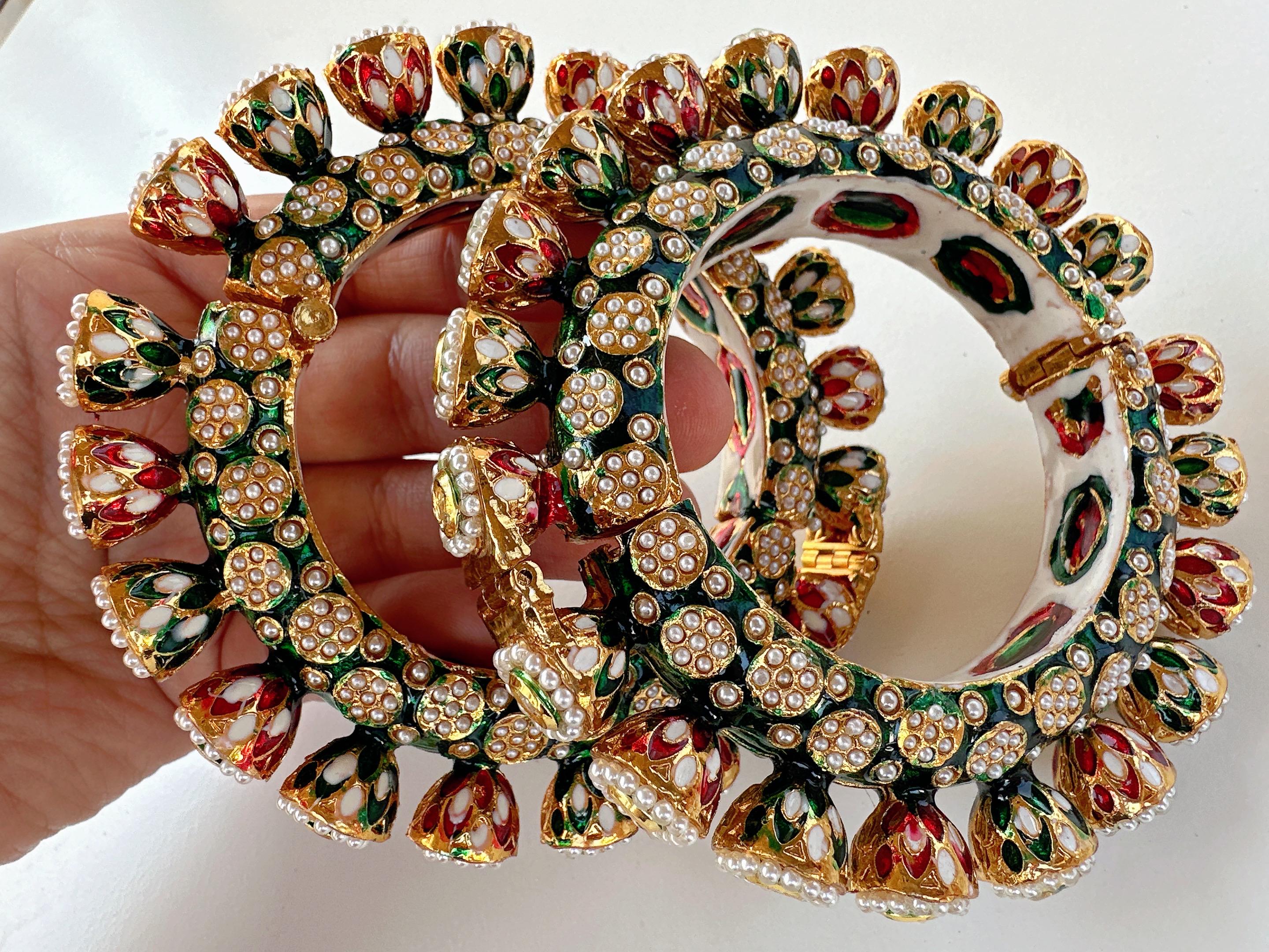 Rajwadi Kada/ Gold Ruby Green Bangles bangle /Antique gold Kada/Kundan bridal bangles set/Gold Kada/Indian bangles /Indian Wedding jewelry