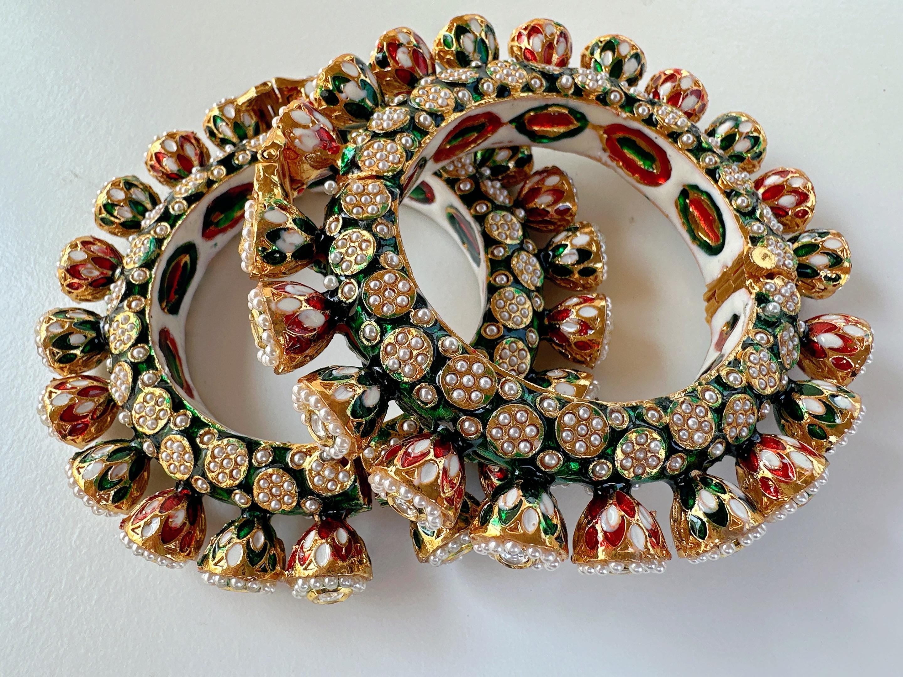Rajwadi Kada/ Gold Ruby Green Bangles bangle /Antique gold Kada/Kundan bridal bangles set/Gold Kada/Indian bangles /Indian Wedding jewelry