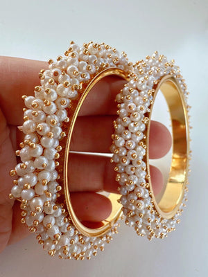 Mix Match Pearls bangles pair/Gold Plating Gold Pearl Bangle Set/ Indian Bangles/ Pakistani jewelry/ Indian jewelry/ Pearl Kada