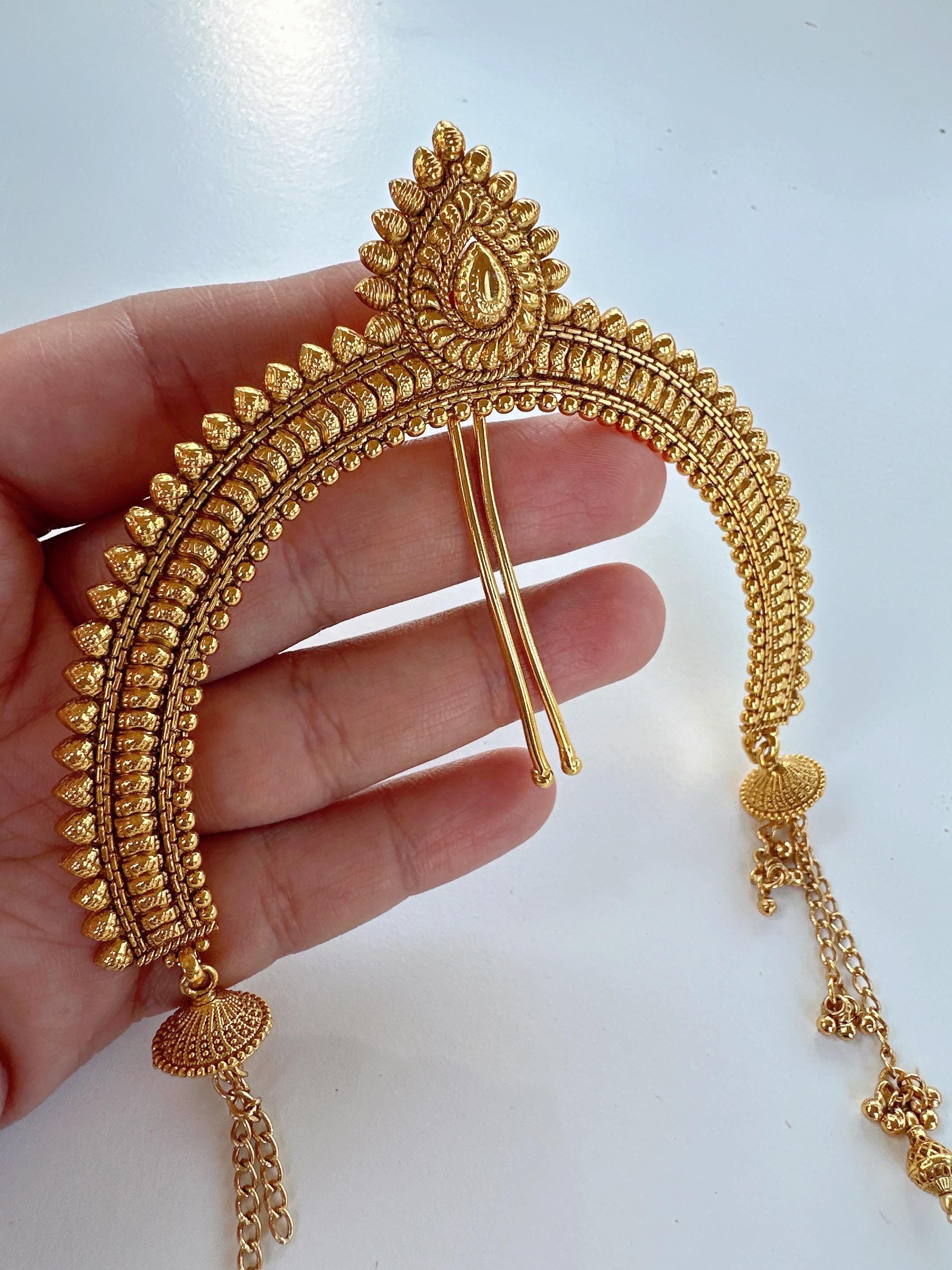 Indian Hair Jewelry|/Bridal Antique Classic Hair Brooch /Gold Hair Bun Pin |Juda Pin/ Traditional U Pin |Bridal/Hair Clip/