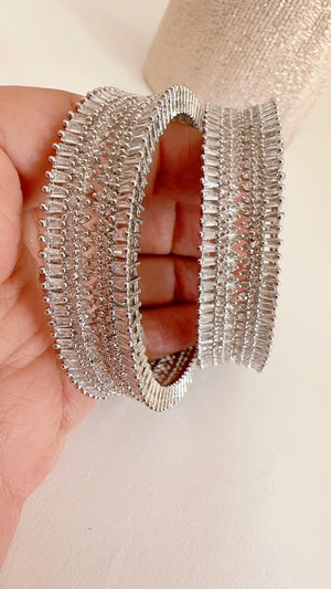 Rhodium Finish American diamond bangle/ Cz stone Silver diamond Indian bangles/Indian Jewelry /bridal jewelry/Cubic zirconia bangles Kada