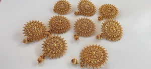 Hair Choti With 9 Flower's Jada Set/Gold Plated Hair Brooch/Hair choti Accessory for Women/Wedding Bridal Jewelry 9 Piece