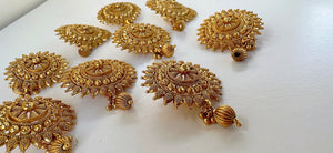 Hair Choti With 9 Flower's Jada Set/Gold Plated Hair Brooch/Hair choti Accessory for Women/Wedding Bridal Jewelry 9 Piece