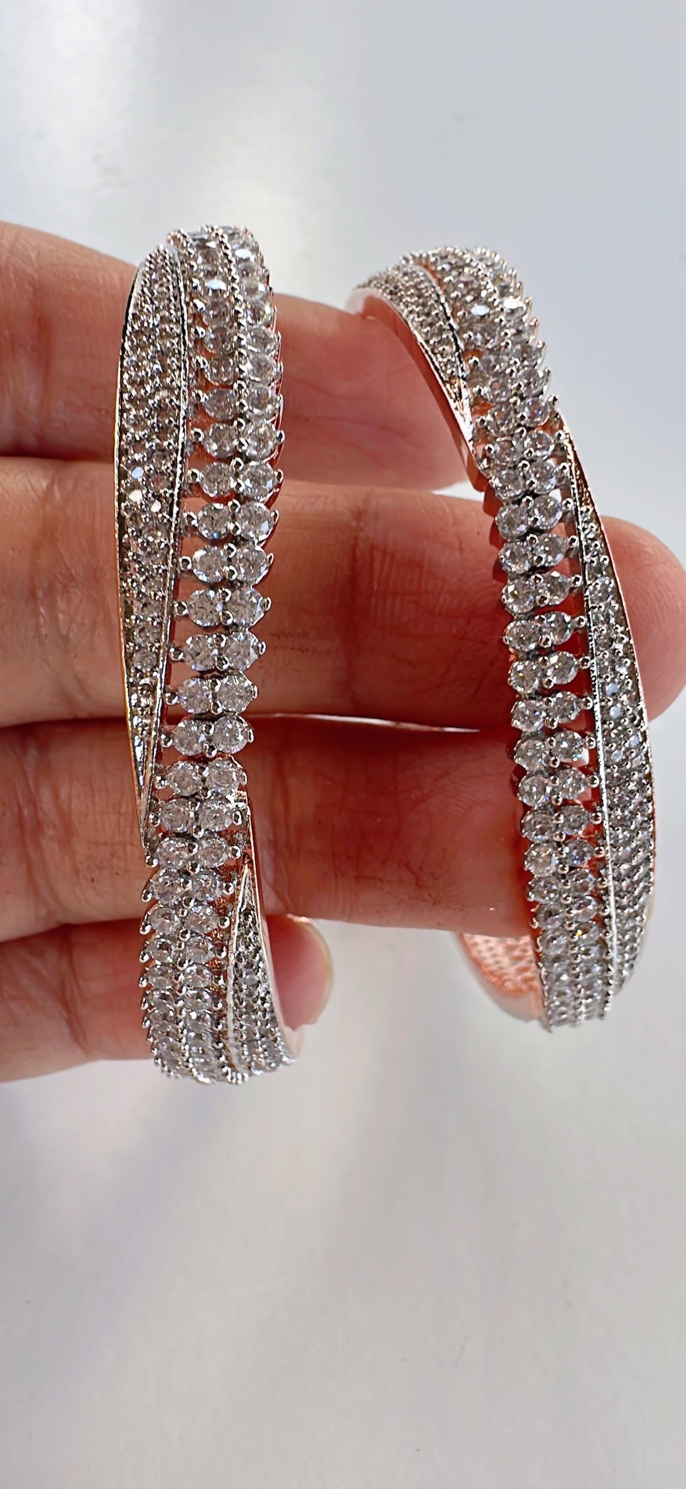 Rose gold Silver American diamond bangle/ Cz stone rose gold kada bangle /Rose gold bracelet/indian bangles/Indian Jewelry /bridal jewelry