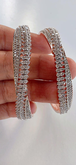 Rose gold Silver American diamond bangle/ Cz stone rose gold kada bangle /Rose gold bracelet/indian bangles/Indian Jewelry /bridal jewelry