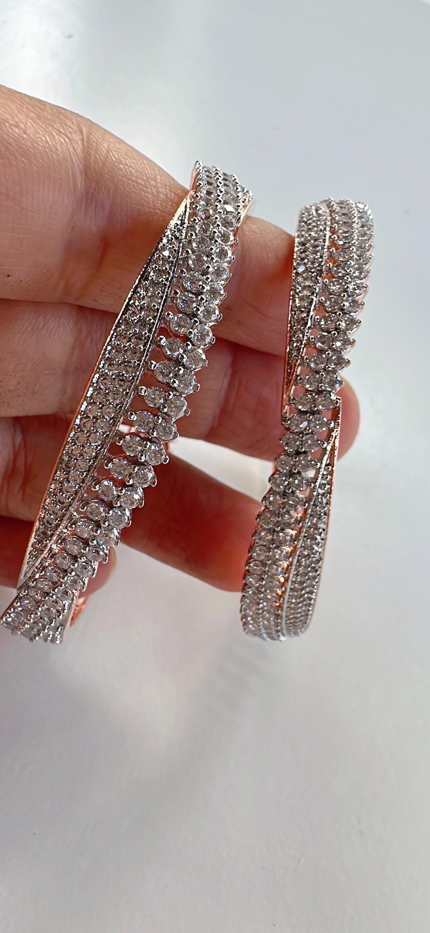 Rose gold Silver American diamond bangle/ Cz stone rose gold kada bangle /Rose gold bracelet/indian bangles/Indian Jewelry /bridal jewelry