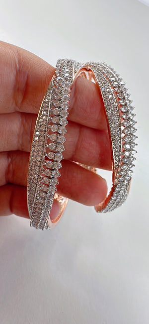 Rose gold Silver American diamond bangle/ Cz stone rose gold kada bangle /Rose gold bracelet/indian bangles/Indian Jewelry /bridal jewelry