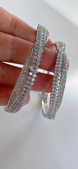 Rhodium Silver American diamond bangle/ /American diamond bangles /Indian bangles/Indian Jewelry (AD) cubic zirconia bangles