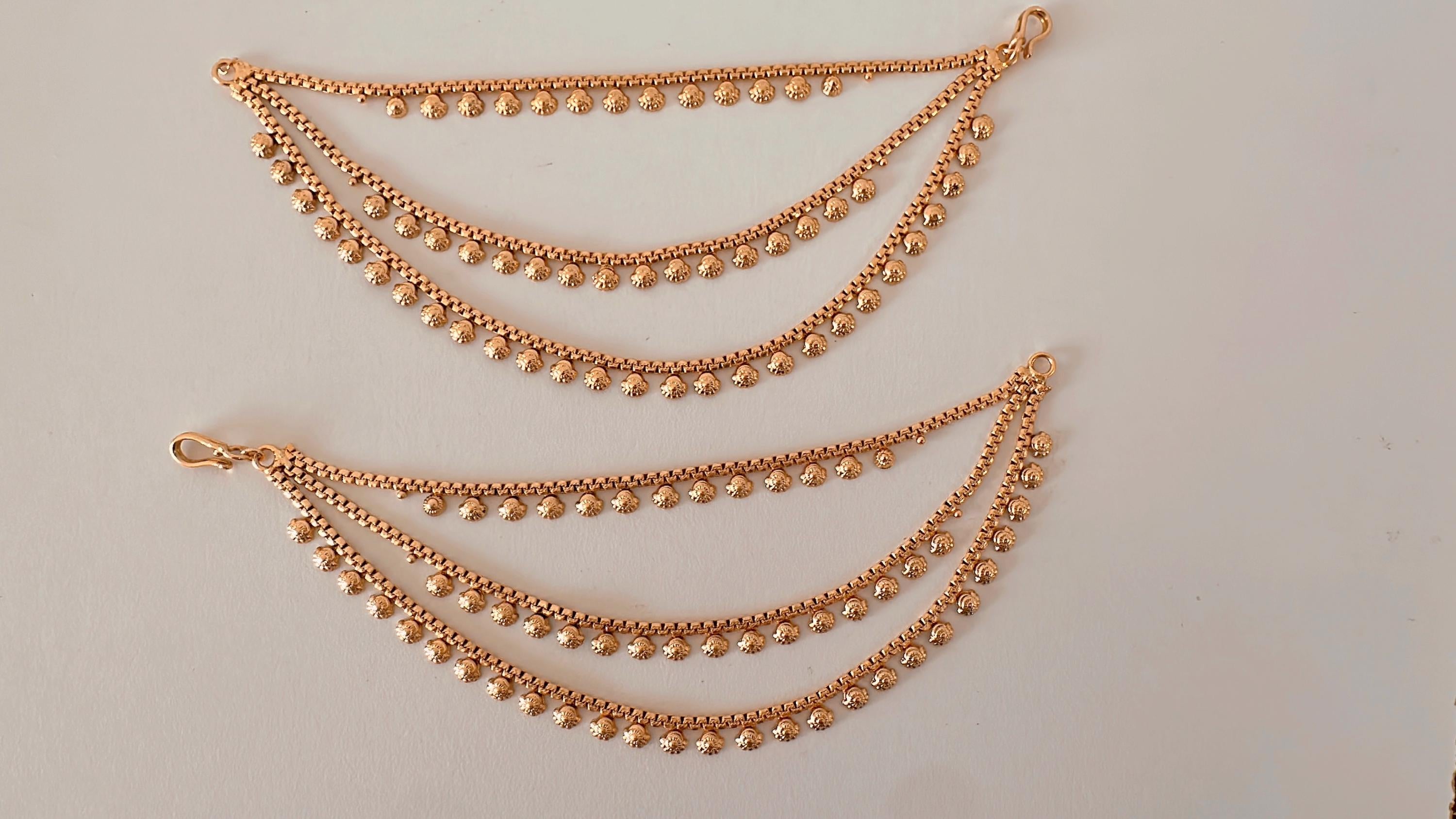 Gold kundan Chain/Sahare/Earring support chain/Kaan sahara//Pakistani Jewelry/Bahubali Earrings/Indian Jewelry