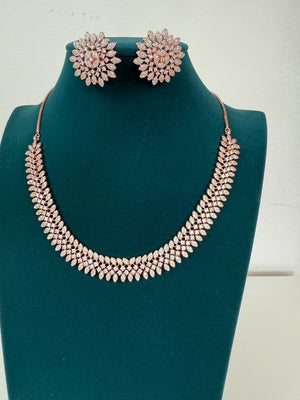 Rose gold Necklace diamond choker /Indian jewelry/ CZ Choker/Bridal choker/ Indian Necklace/2 Tone diamond choker/Gifts for Her