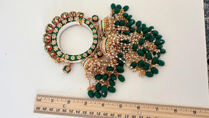 Restocked Bridal Rajwadi Kada with kalira jhumka / Sangeet Kada/ Emerald Rajwadi Kada /Indian Wedding jewelry/Baby Shower bridal bangles