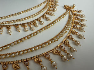 Gold plated pearl Ear Chain/Sahare/Earring support chain/Kaan sahara//Pakistani Jewelry/Bahubali Earrings/Indian Jewelry