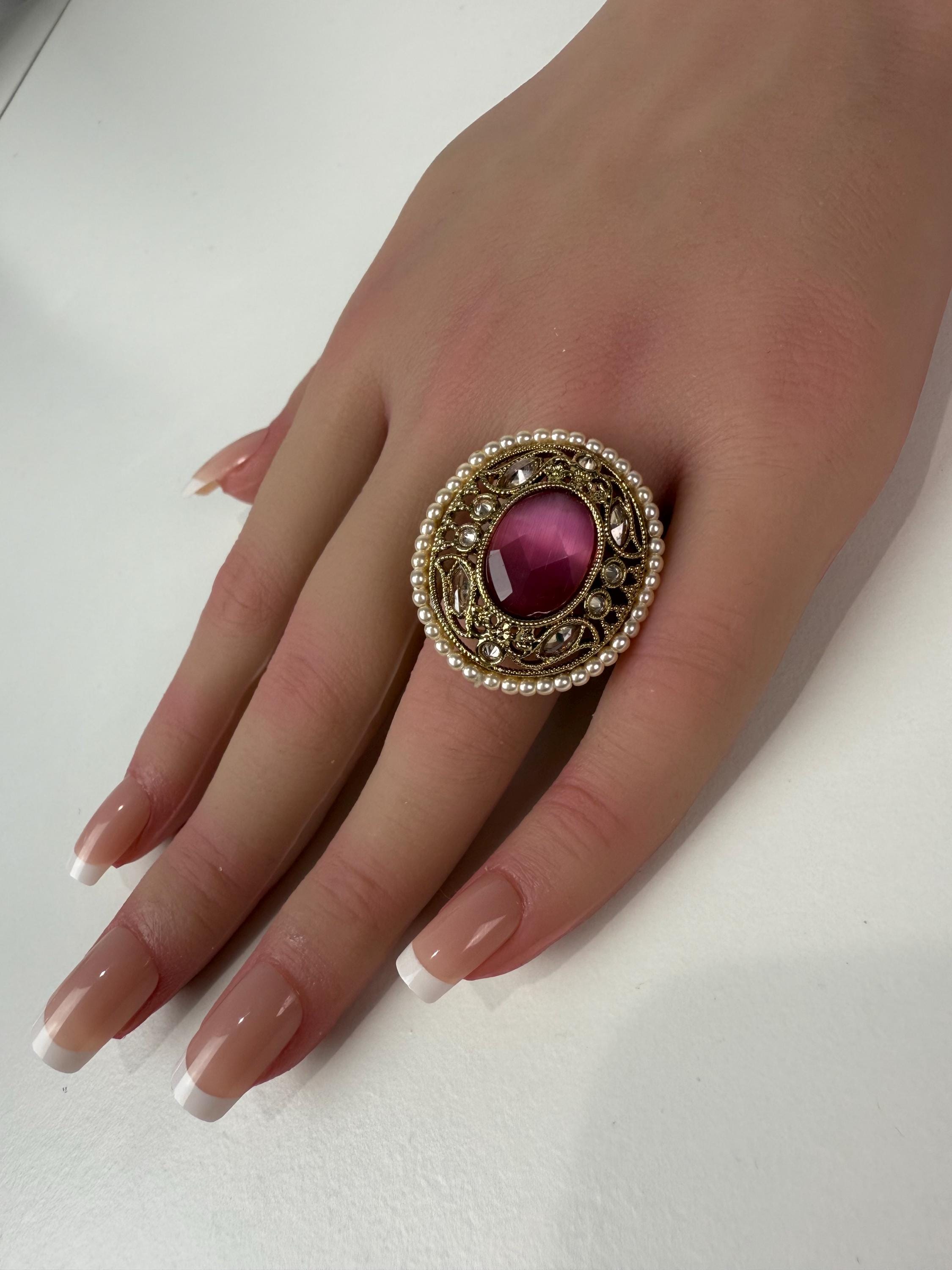 Kundan Polki Ring/Adjustable Ring/ Indian Ring/ Indian Jewelry/Indian Wedding jewelry/bridal accessories