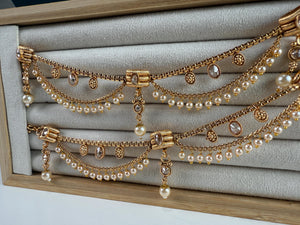 Gold plated pearl Ear Chain/Sahare/Earring support chain/Kaan sahara//Pakistani Jewelry/Bahubali Earrings/Indian Jewelry