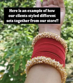 Mix Match Pearls bangles pair/Gold Plating Gold Pearl Bangle Set/ Indian Bangles/ Pakistani jewelry/ Indian jewelry/ Pearl Kada