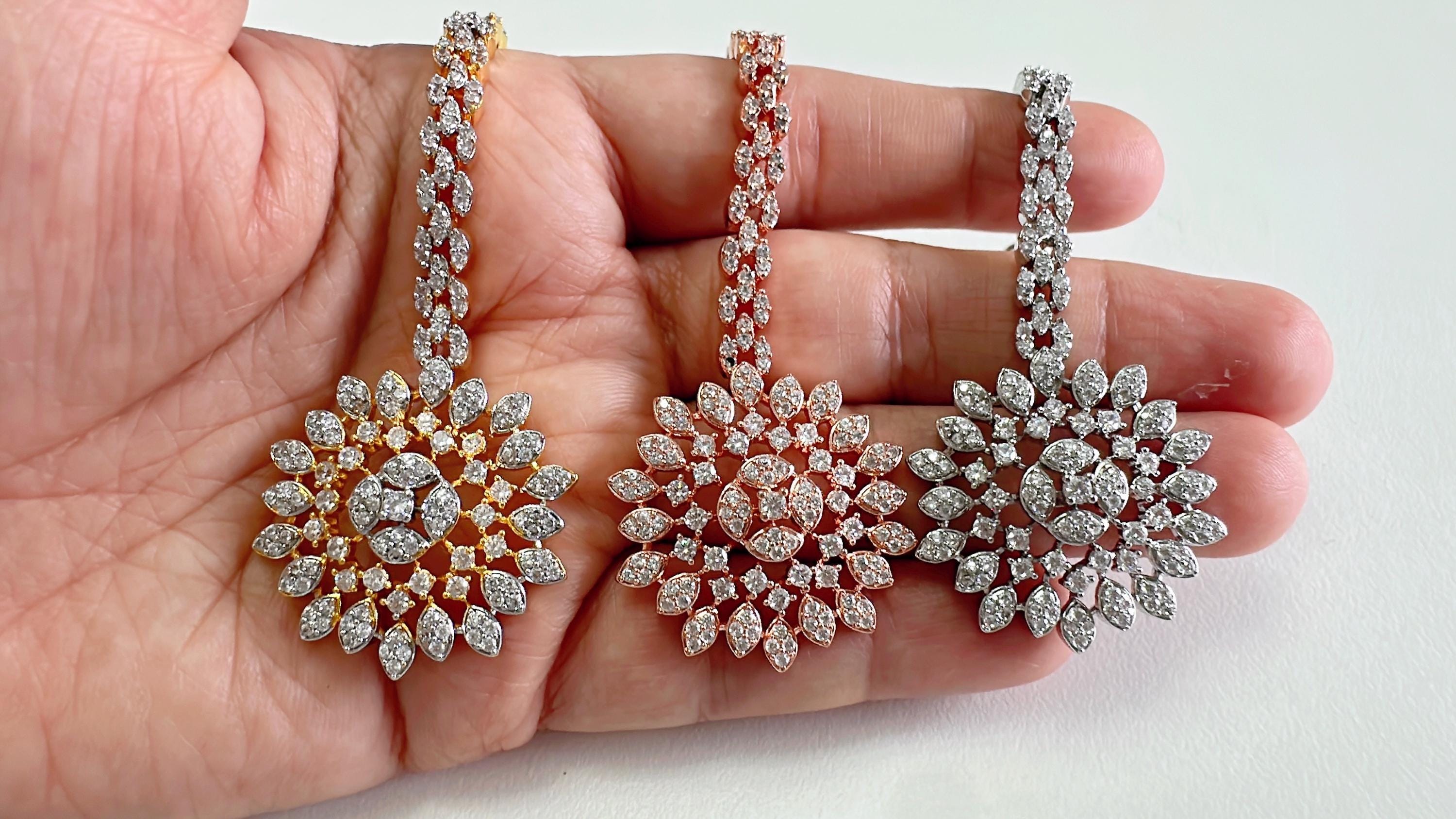 Rose gold Necklace diamond choker /Indian jewelry/ CZ Choker/Bridal choker/ Indian Necklace/2 Tone diamond choker/Gifts for Her