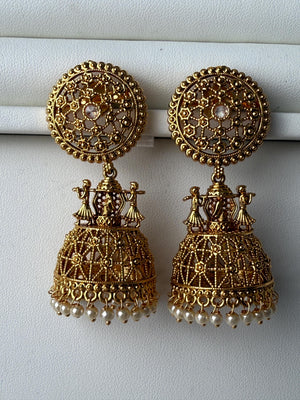 Gold plate doli Baraat gold Jhumka /Earrings Temple Jewelry /Wedding special Gold Jhumkas /Indian wedding/Kundan Jhumka