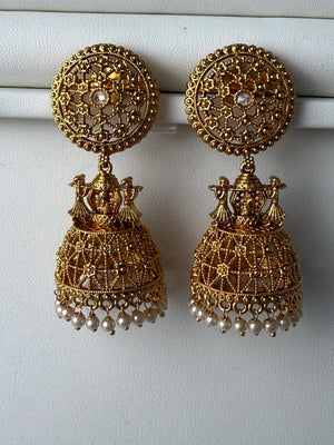 Gold plate doli Baraat gold Jhumka /Earrings Temple Jewelry /Wedding special Gold Jhumkas /Indian wedding/Kundan Jhumka