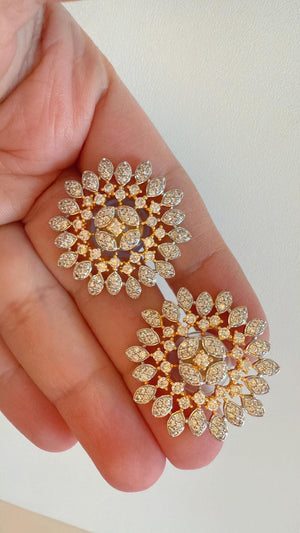 Diamond CZ 2 tone gold Diamond studs /Indian Studs/Indian Jewelry/diamond Studs/Statement Stud Earring/Kundan Stud Earrings
