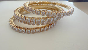 gold 4 PC Set /Silver diamond Cubic Zirconia Designer Bangles /Indian Jewelry / Indian Bangle/gold diamond Bracelets