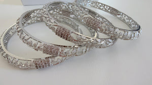 Silver diamond Bangles /Flower Design real silver bangle design/Indian Bangles/ Indian jewelry/Cut Work Filigree Bangles/Gift For her