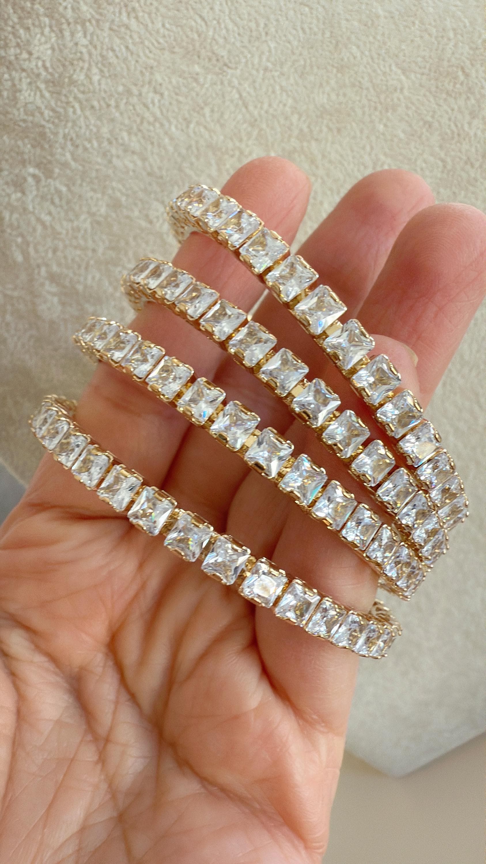 gold 4 PC Set /Silver diamond Cubic Zirconia Designer Bangles /Indian Jewelry / Indian Bangle/gold diamond Bracelets