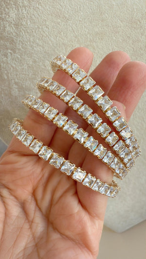 gold 4 PC Set /Silver diamond Cubic Zirconia Designer Bangles /Indian Jewelry / Indian Bangle/gold diamond Bracelets