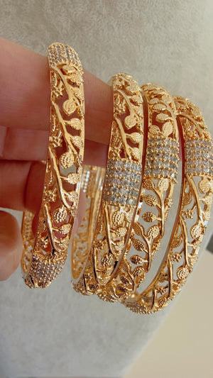 Gold diamond Bangles /Flower Design real gold look like bangle design/Indian Bangles/ Indian jewelry/wedding jewelry/Gold r Kundan bangles/