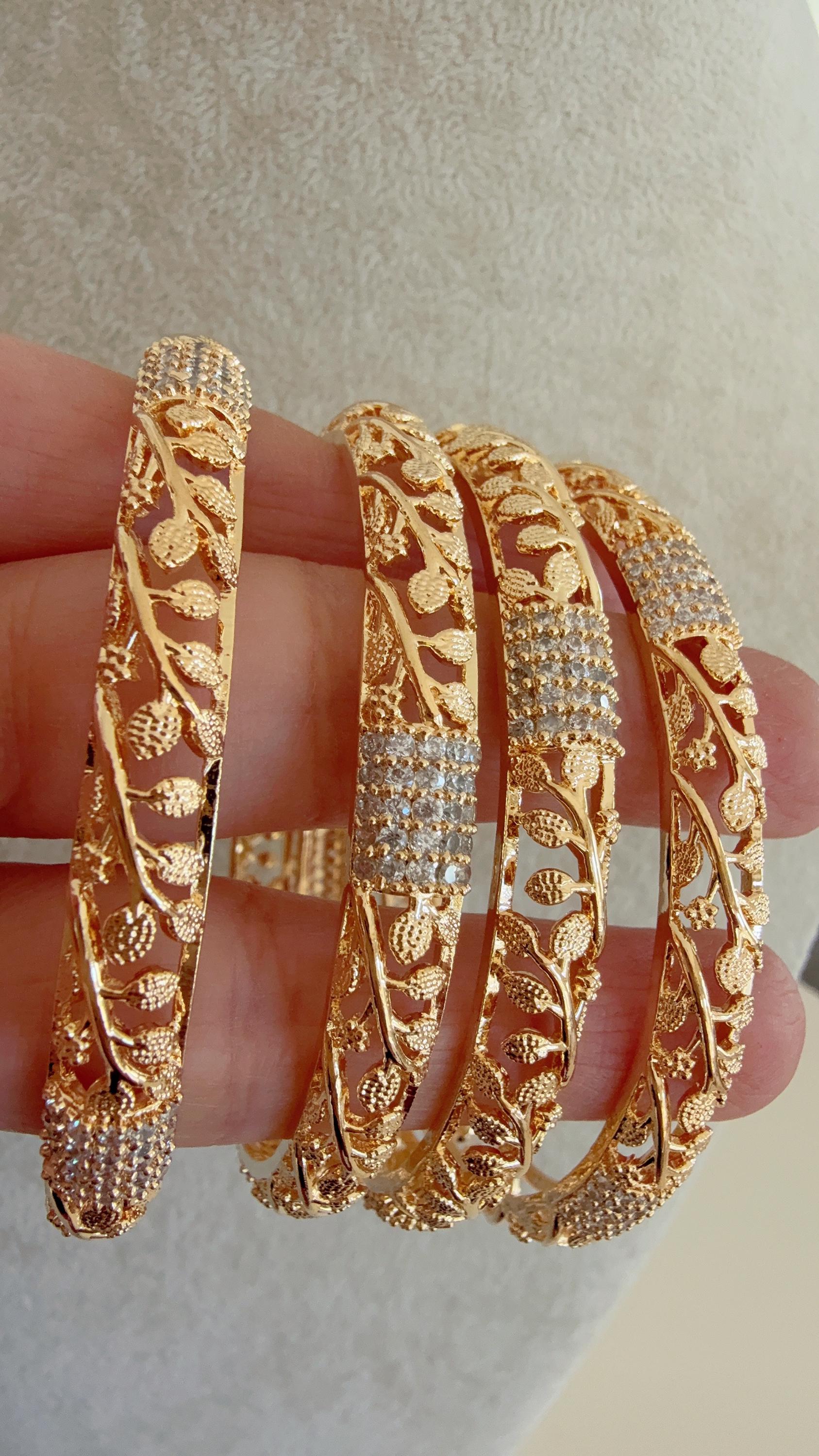Gold diamond Bangles /Flower Design real gold look like bangle design/Indian Bangles/ Indian jewelry/wedding jewelry/Gold r Kundan bangles/