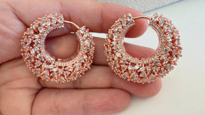 Rose Gold Diamond Big Huggie Hoop Earrings/Diamond hoops/ Diamond earrings/Indian jewelry/Diamond Hoop Earrings/Diamond huggie earrings