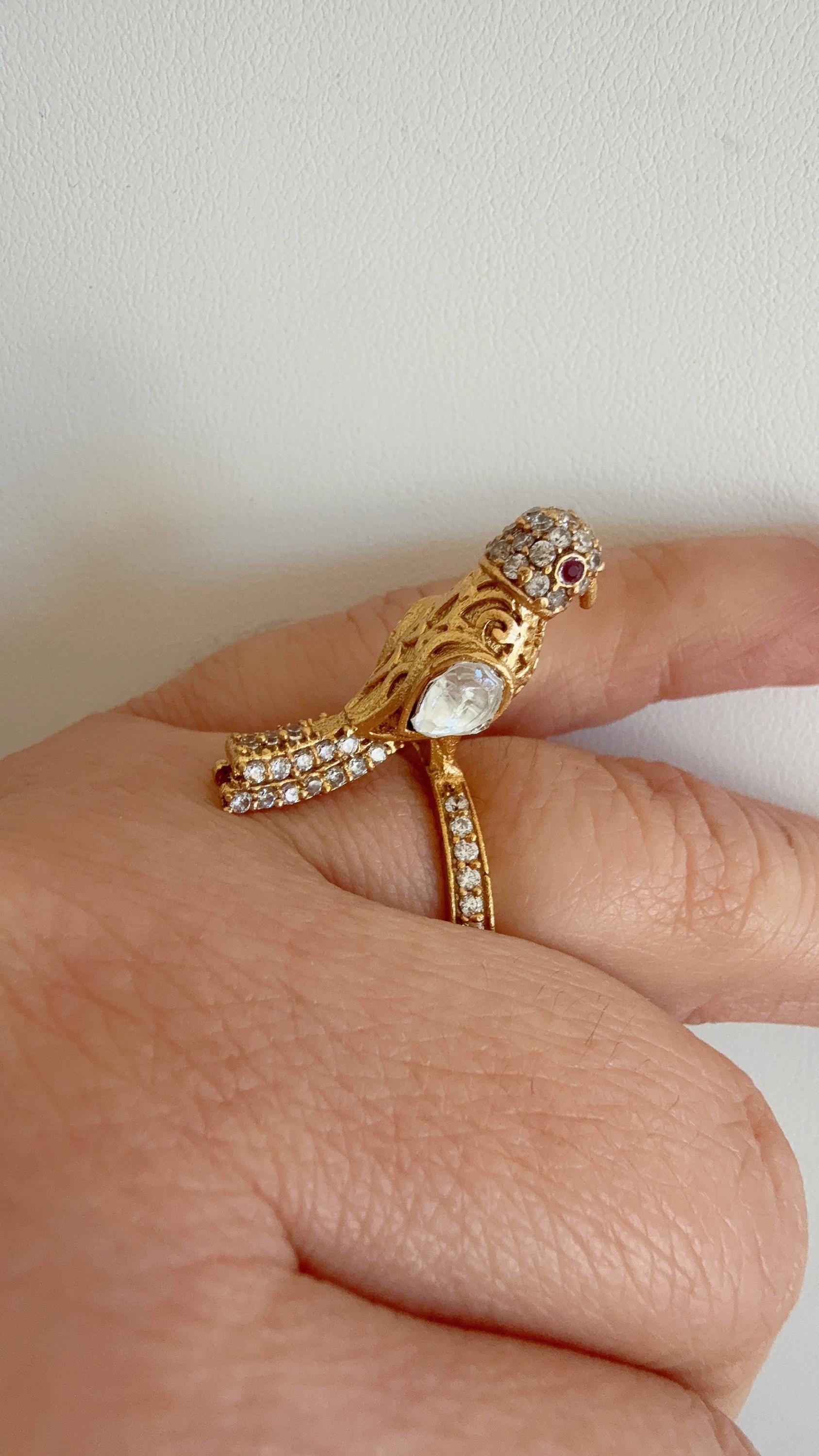 Moissanite Diamond Women ring/Adjustable Ring/ Indian Ring/ Indian Jewelry/Indian Wedding jewelry/Bird diamond ring