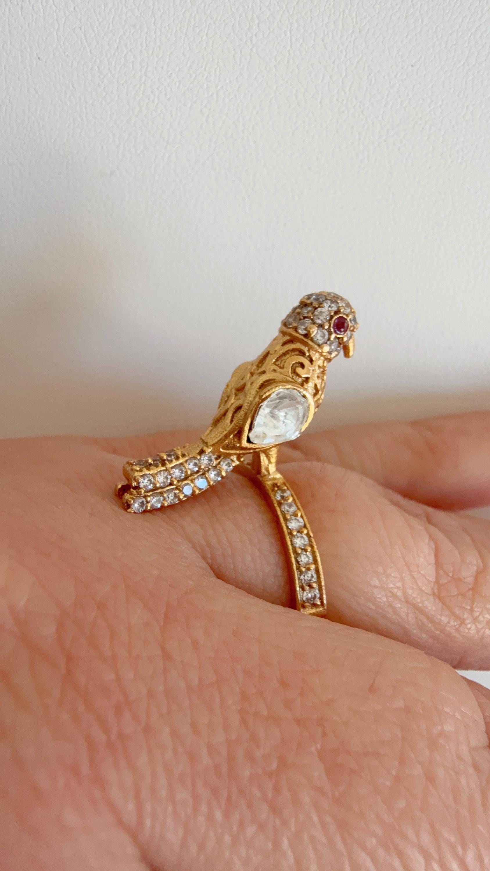Moissanite Diamond Women ring/Adjustable Ring/ Indian Ring/ Indian Jewelry/Indian Wedding jewelry/Bird diamond ring